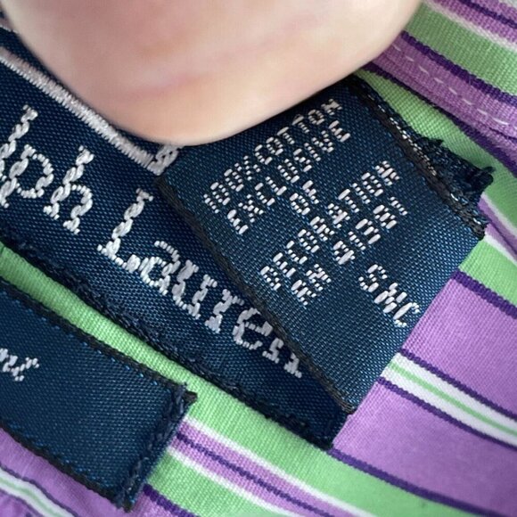 Polo Ralph Lauren Mens Regent Fit Purple Striped Dress Shirt Size 17/43 4902 - Picture 4 of 8